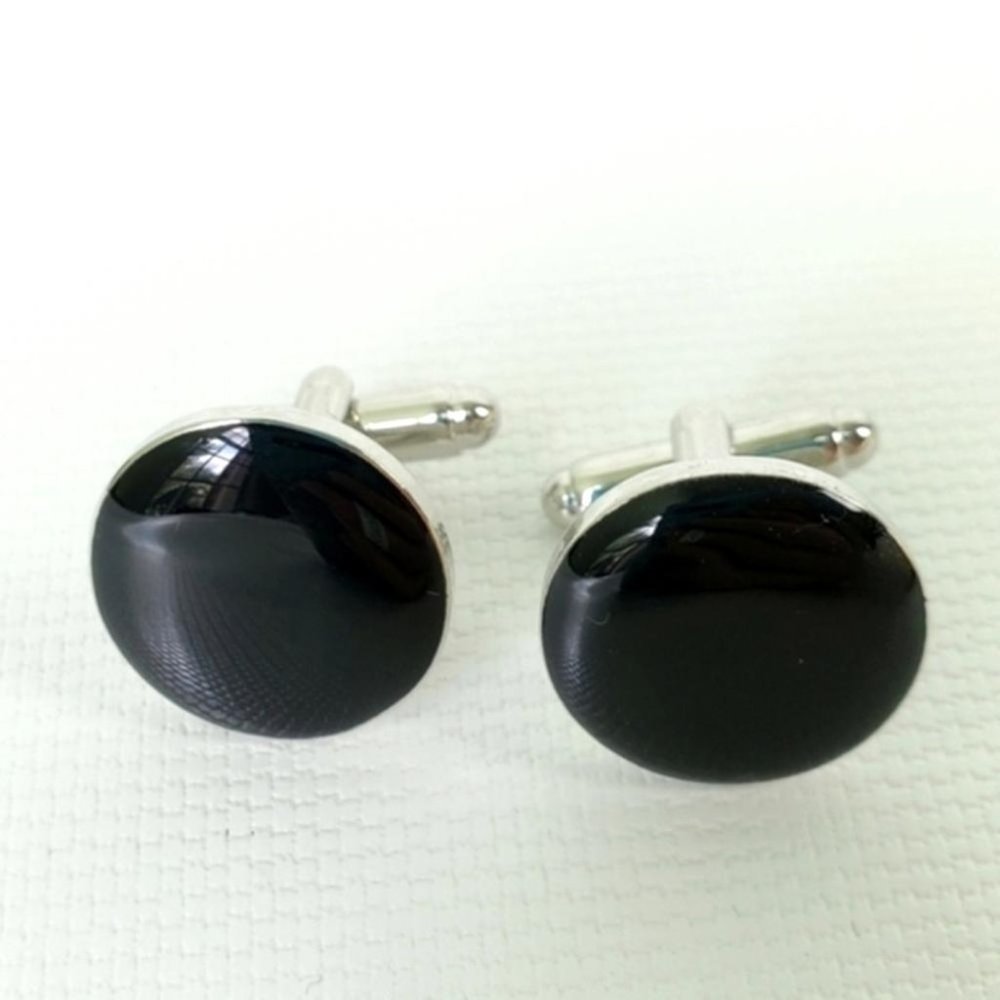 Round Stainless Steel Enamel Cuff Links